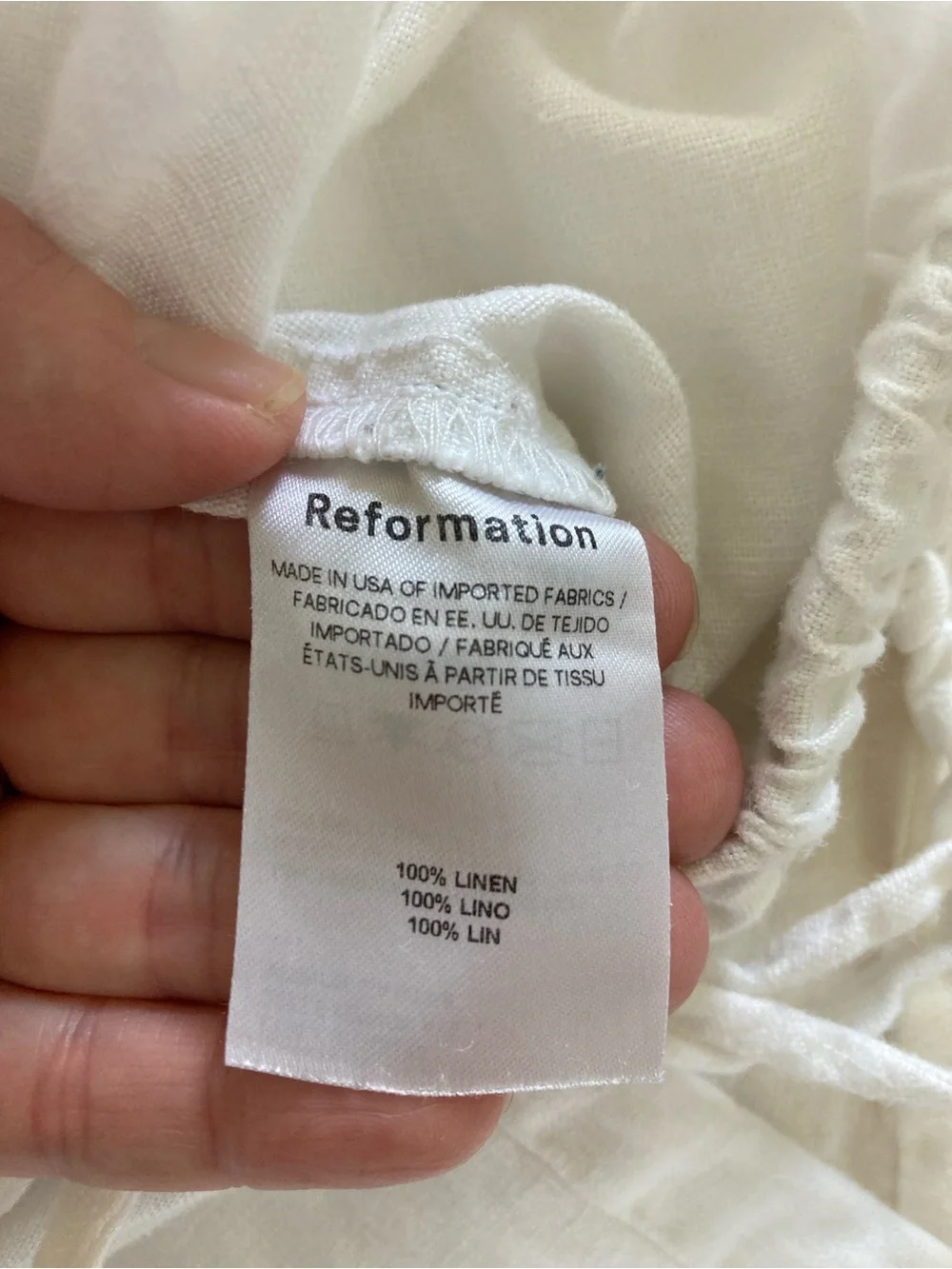Reformation White Drawstring Wide-Leg Chinos